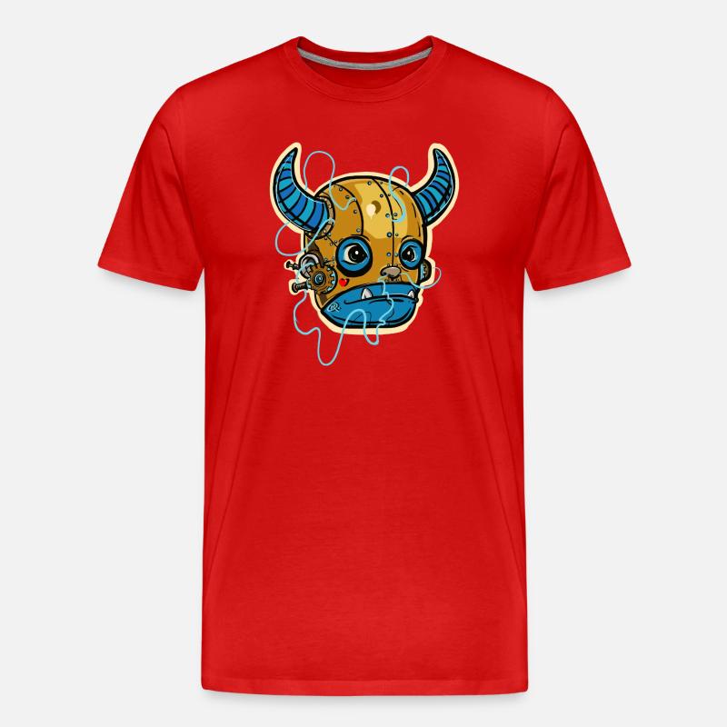 Steampunk Mechanischer Bulle - Männer Premium Bio T-Shirt - Rot