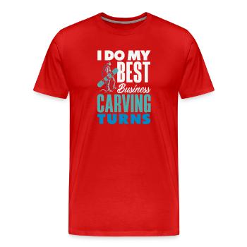 Snowboarding Snowboard Meeting Chairlift - Men's Premium Organic T-Shirt - red - Front - Damien (186cm)