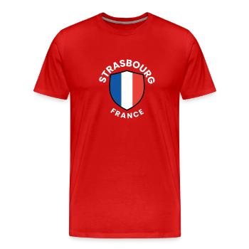 Straßburger Schild Frankreich - Männer Premium Bio T-Shirt - Rot - Vorne - Damien (186cm)
