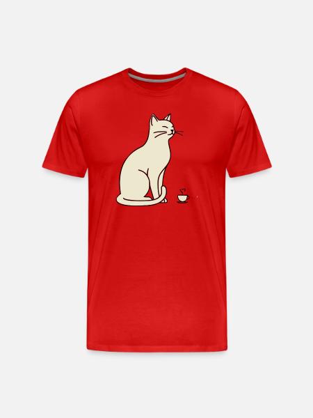 Minimalist Silhouette Cream Cat - Men's Premium Organic T-Shirt - red