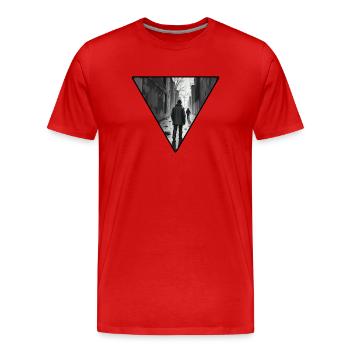 Chemin de ruelle Urbain Noir - T-shirt bio Premium Homme - rouge - Devant - Damien (186cm)