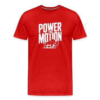 Kraft in Bewegung - Männer Premium Bio T-Shirt - Rot - Vorne - Damien (186cm)