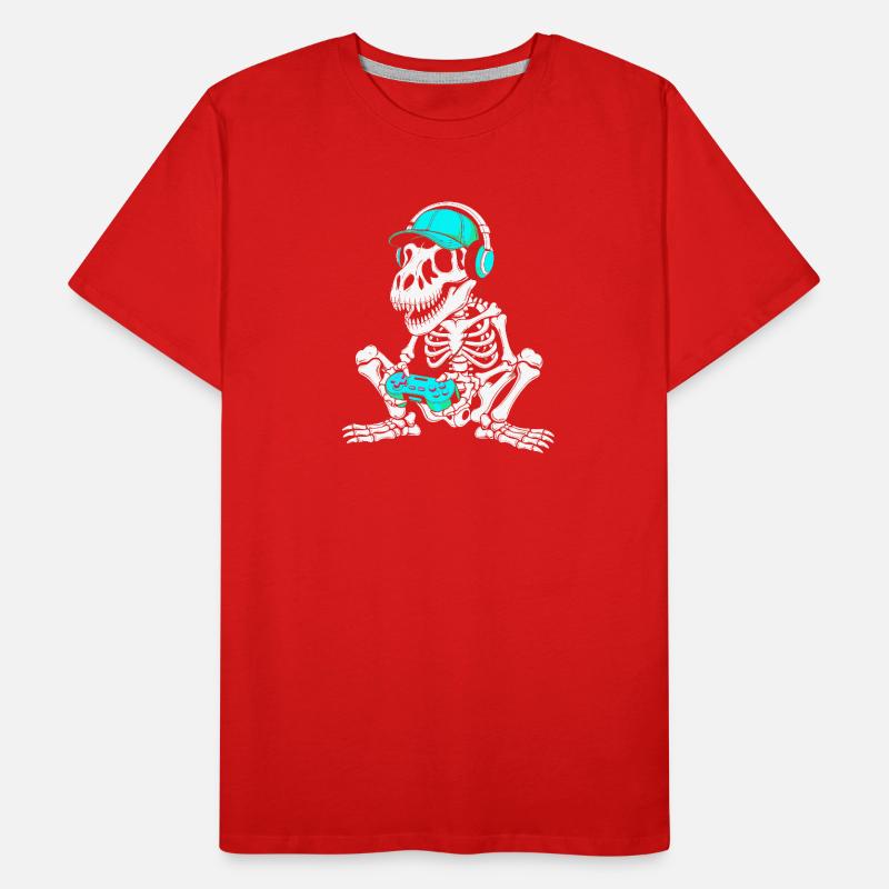 Skeleton DJ with controller and headset Men's Premium Organic T-Shirt