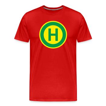Bus Stop Costume Traffic Sign Bus Carnival - Men's Premium Organic T-Shirt - red - Front - Damien (186cm)