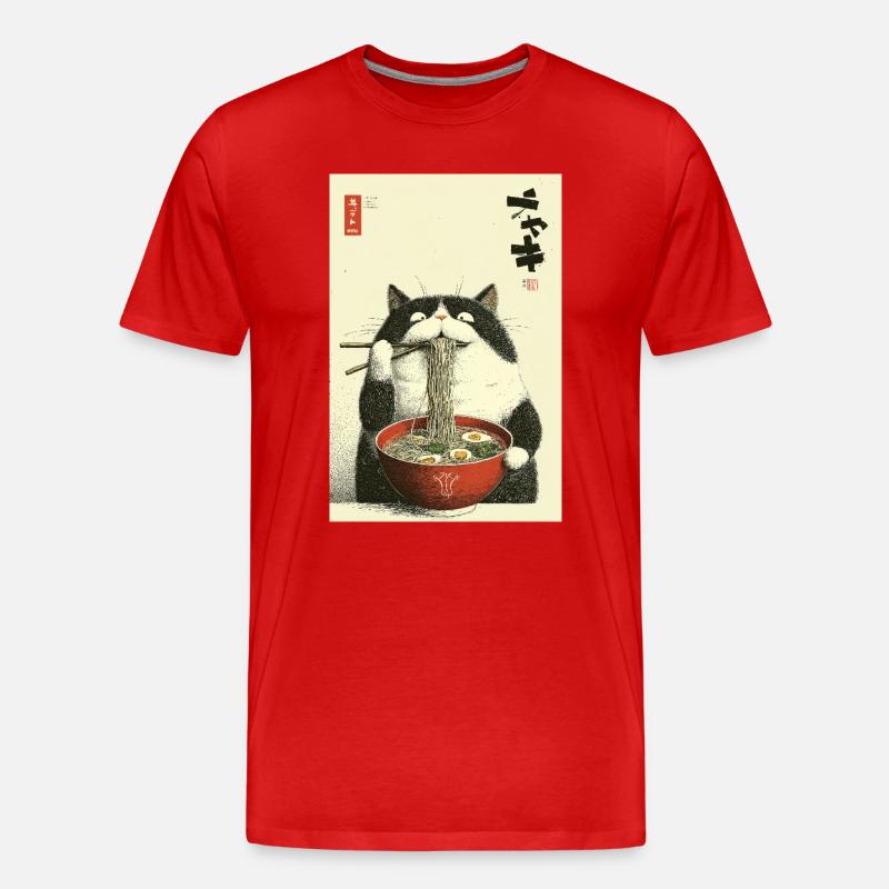 Neko Noodle Joy - Männer Premium Bio T-Shirt - Rot