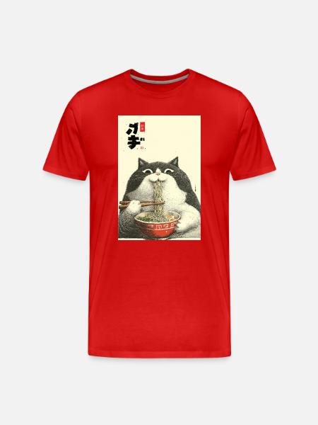 Neko-Ramen-Festmahl - Männer Premium Bio T-Shirt - Rot