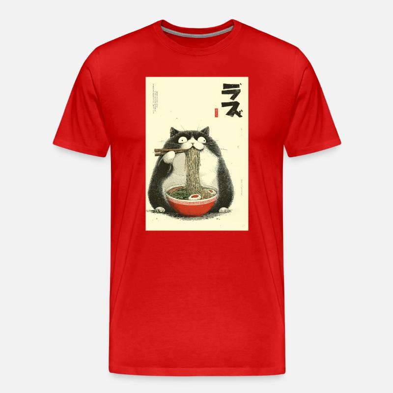 Neko Ramen Katze - Männer Premium Bio T-Shirt - Rot