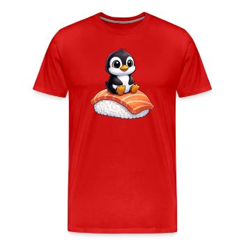 Pinguine Sushi Japanisches Essen Roher Fisch - Männer Premium Bio T-Shirt - Rot - Vorne - Damien (186cm)