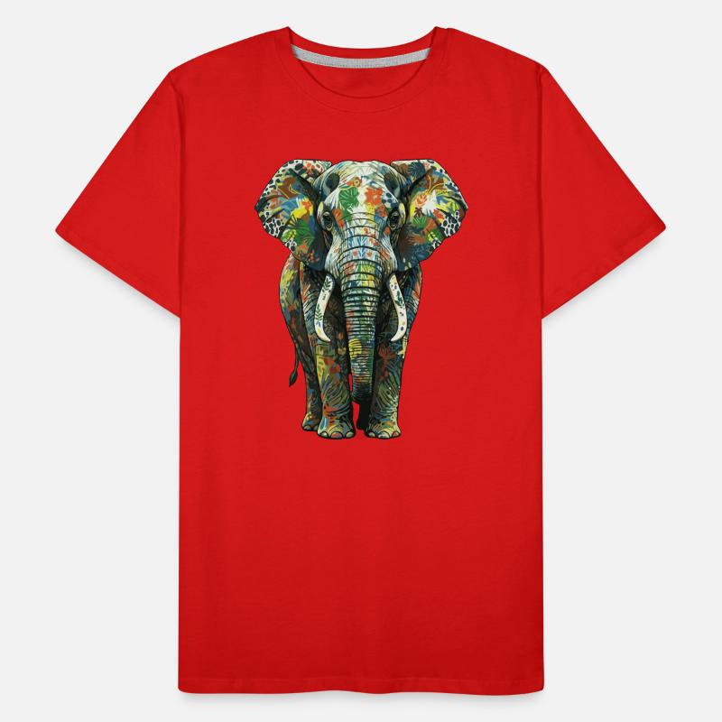 Flore colorée des éléphants T-shirt bio Premium Homme