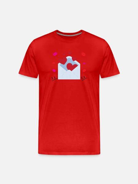 Valentine love hugs and kisses message in envelope - Men's Premium Organic T-Shirt - red
