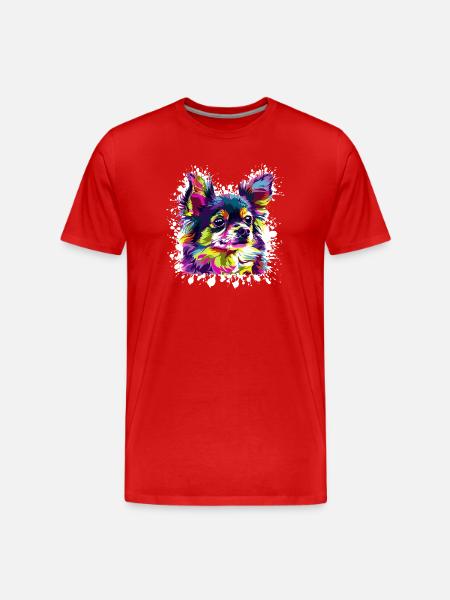 Dog Chihuahua Portrait - Men's Premium Organic T-Shirt - red