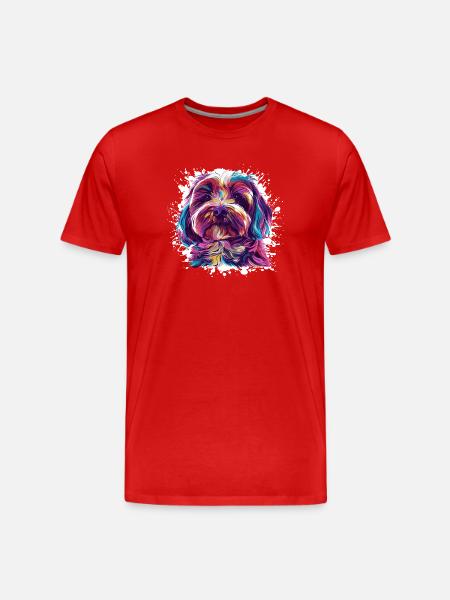 Hunde-Porträt: Aquarell-Splash - Männer Premium Bio T-Shirt - Rot