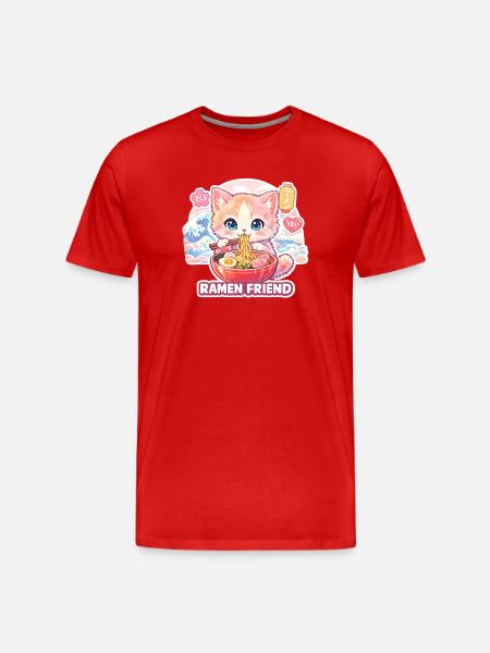 Pastel de Ramen pour chat - T-shirt bio Premium Homme - rouge