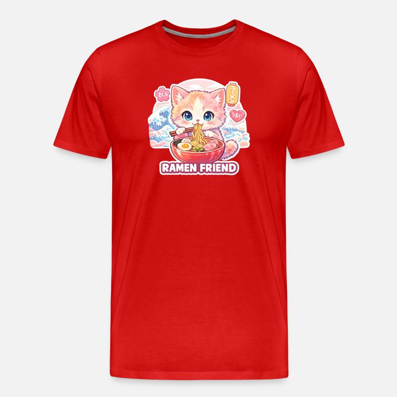 Pastel de Ramen pour chat - T-shirt bio Premium Homme - rouge