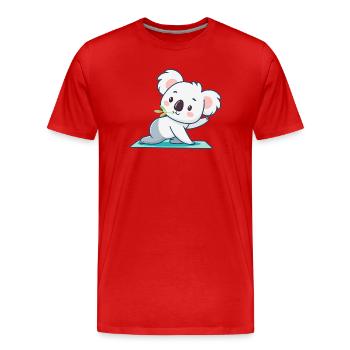 Kawaii-Koala auf grünem Teppich - Männer Premium Bio T-Shirt - Rot - Vorne - Damien (186cm)