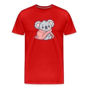 Koala cosy dans une écharpe rose - T-shirt bio Premium Homme - rouge - Devant - Damien (186cm)