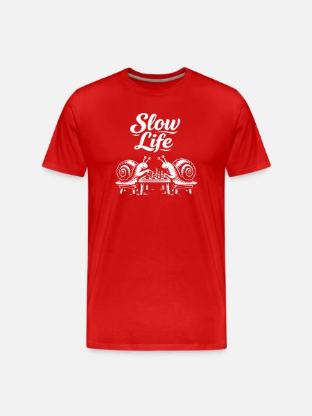Slow Life Snails Chess Duel - Men's Premium Organic T-Shirt - red