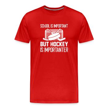 L’école est importante mais le hockey est plus important - T-shirt bio Premium Homme - rouge - Devant - Damien (186cm)