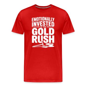 Emotional in den Goldrausch investiert - Männer Premium Bio T-Shirt - Rot - Vorne - Damien (186cm)