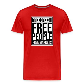 Free Speech Markets People Libertarian Freedom Logo - Men's Premium Organic T-Shirt - red - Front - Damien (186cm)