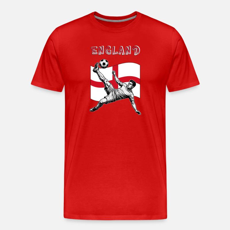 Fußball England Flagge Fallrückzieher - Männer Premium Bio T-Shirt - Rot