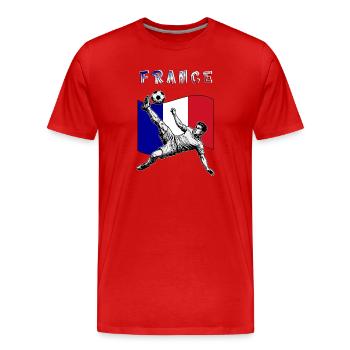 Football France Flag Overhead Kick - Men's Premium Organic T-Shirt - red - Front - Damien (186cm)