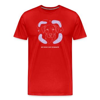 Hund Soulmate Line Art - Männer Premium Bio T-Shirt - Rot - Vorne - Damien (186cm)