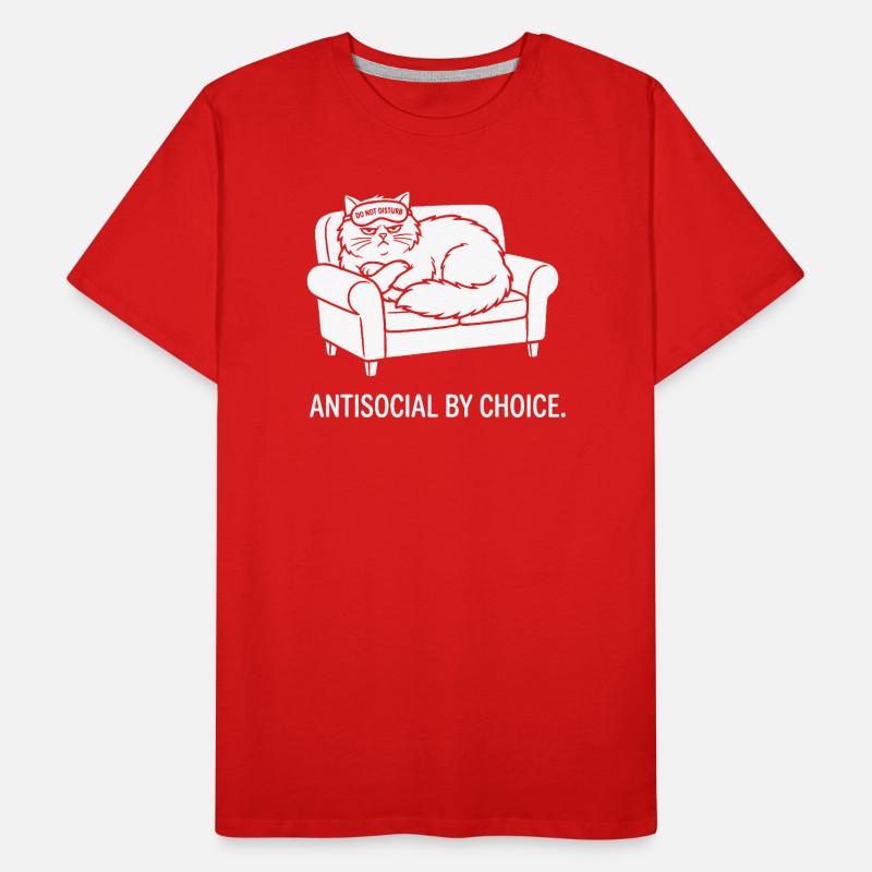 Antisocial par choix cadeau de chat T-shirt bio Premium Homme