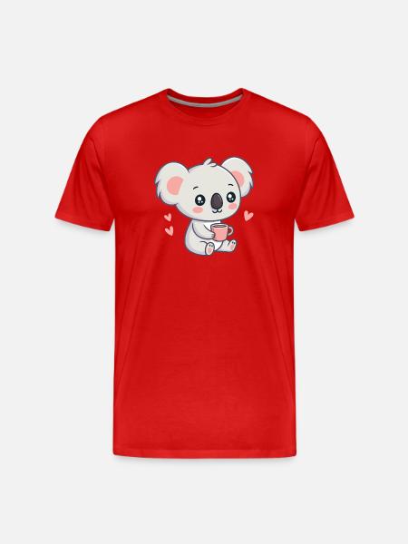 Koala Heart and Coffee Sweetness - Men's Premium Organic T-Shirt - red