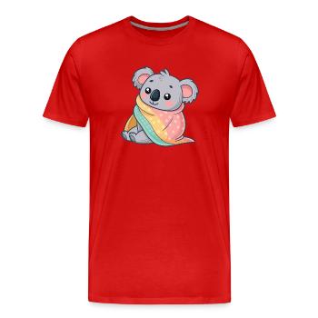 Koala cosy sous couverture - T-shirt bio Premium Homme - rouge - Devant - Damien (186cm)