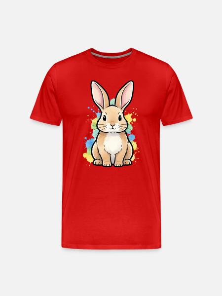 Aquarelle Aquarelle Bunny Art - T-shirt bio Premium Homme - rouge