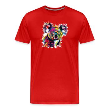Kreativer Koala Farbexplosion - Männer Premium Bio T-Shirt - Rot - Vorne - Damien (186cm)