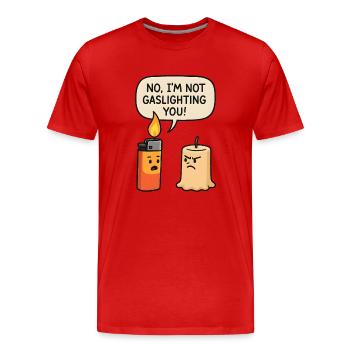 Nein, ich manipuliere dich nicht  - Männer Premium Bio T-Shirt - Rot - Vorne - Damien (186cm)