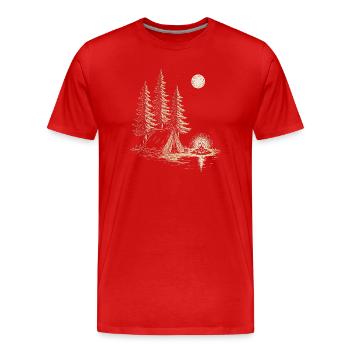 Nachtlager am Seewald mit Zelt - Männer Premium Bio T-Shirt - Rot - Vorne - Damien (186cm)