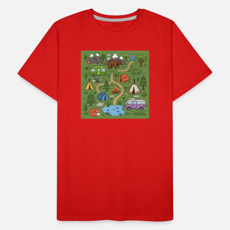 Waldcamping Abenteuer Illustration Männer Premium Bio T-Shirt