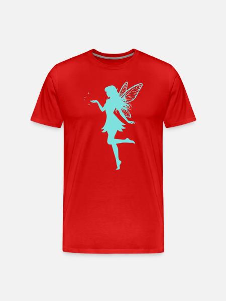 Feen-Silhouette mit Sternen - Männer Premium Bio T-Shirt - Rot