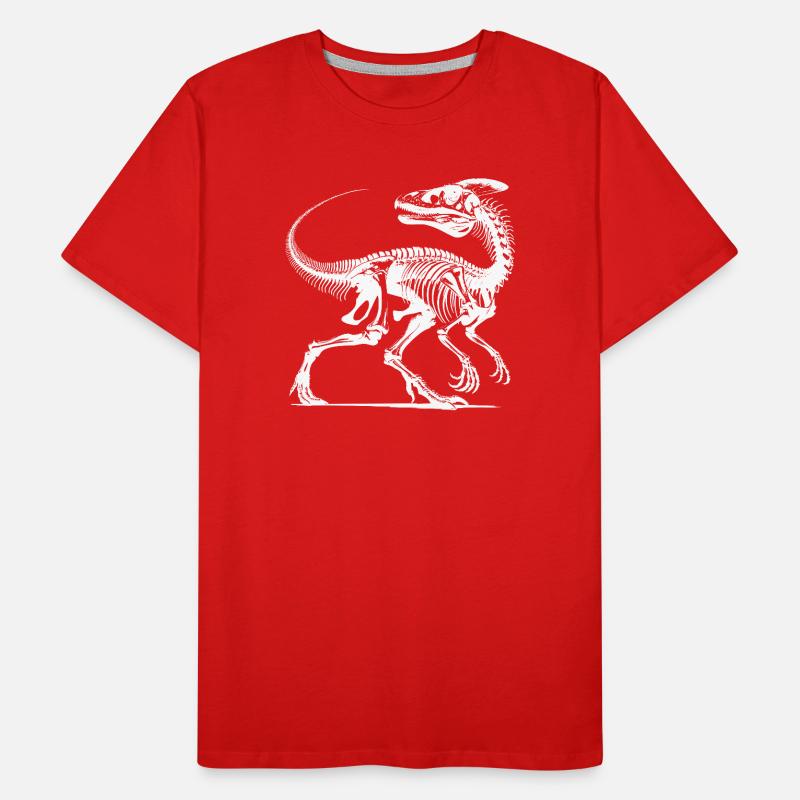 Dinosaur Raptor with Backbone Bones Men's Premium Organic T-Shirt