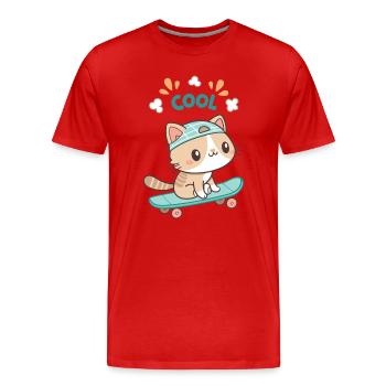 Trendy kawaii skateboard kitten - Men's Premium Organic T-Shirt - red - Front - Damien (186cm)