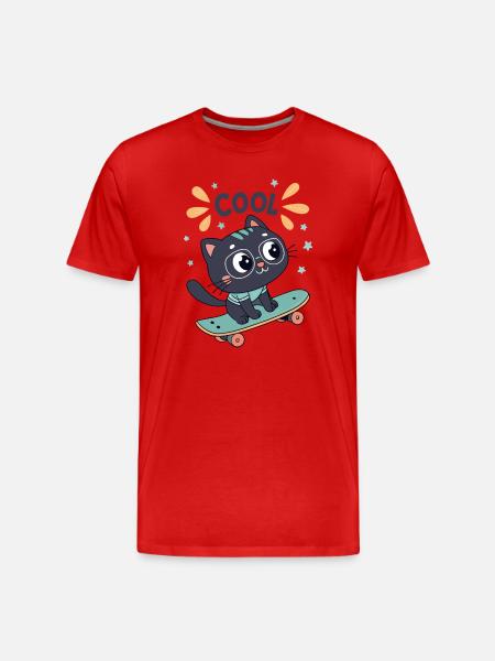 Chic skater cat on board - Men's Premium Organic T-Shirt - red