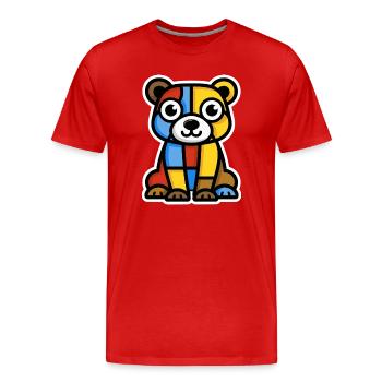Image colorée et stylisée d’un ours - T-shirt bio Premium Homme - rouge - Devant - Damien (186cm)