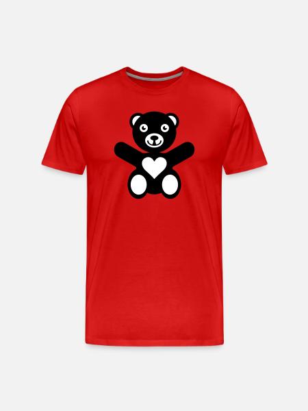 Bear Heart Love - Men's Premium Organic T-Shirt - red