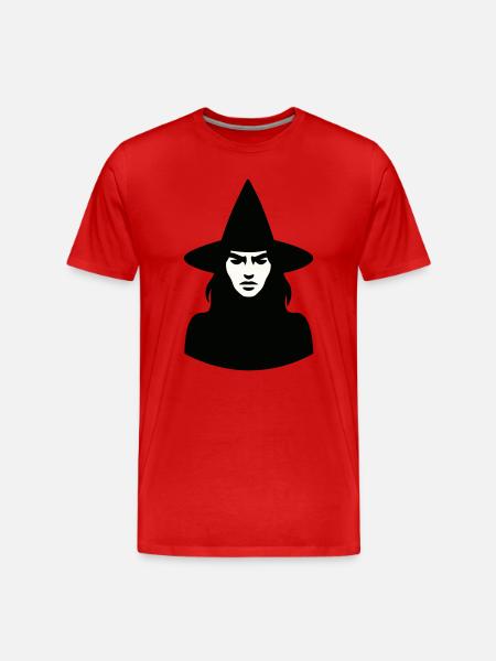 Hexe mit Hut - Männer Premium Bio T-Shirt - Rot