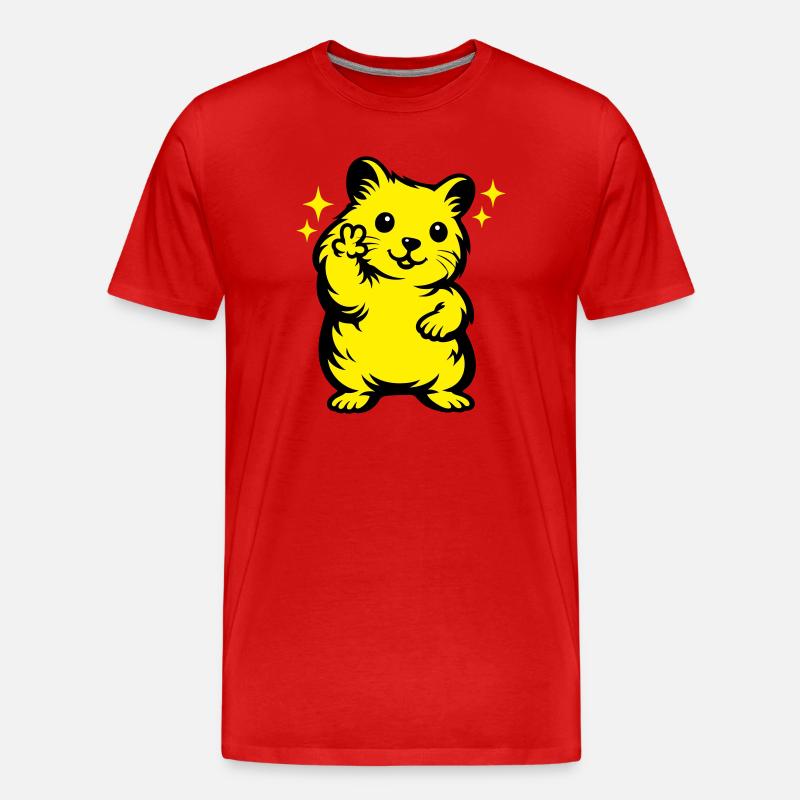 Hamster Cartoon - Männer Premium Bio T-Shirt - Rot