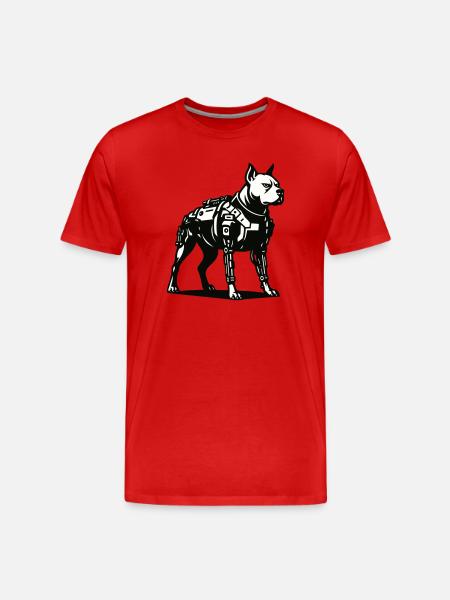 Cyborg Dog - Männer Premium Bio T-Shirt - Rot