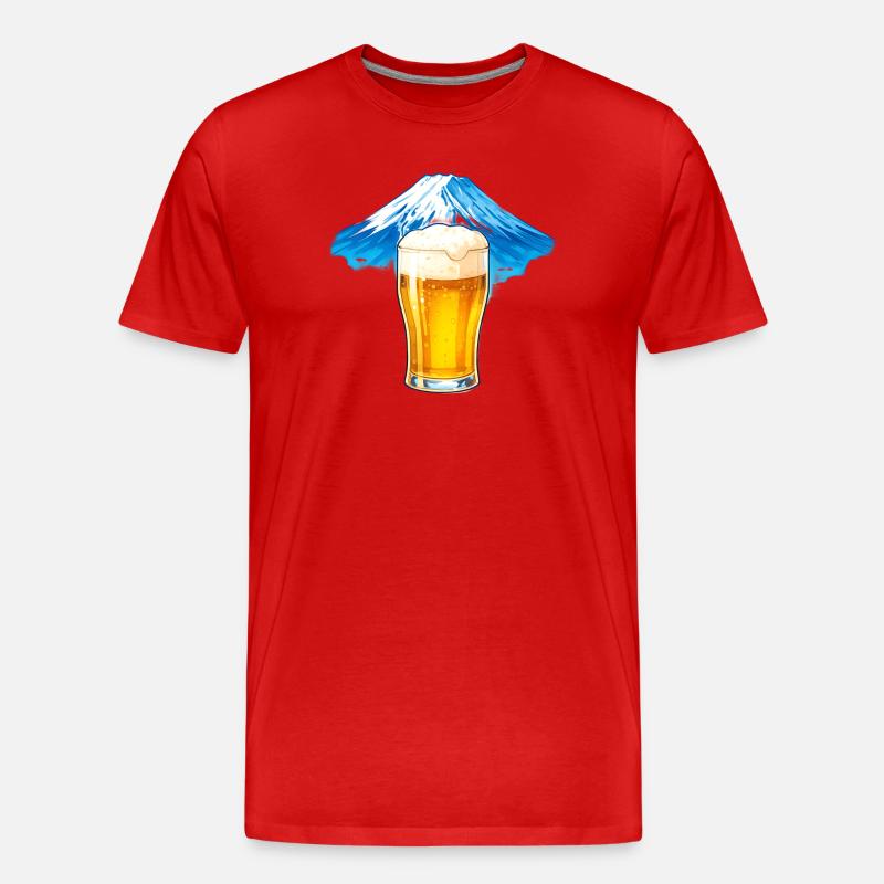 Biergipfel Panorama - Männer Premium Bio T-Shirt - Rot