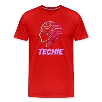 Neon Head Circuit Techie - Men's Premium Organic T-Shirt - red - Front - Damien (186cm)
