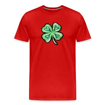 Trèfle aquarelle lime - T-shirt bio Premium Homme - rouge - Devant - Damien (186cm)