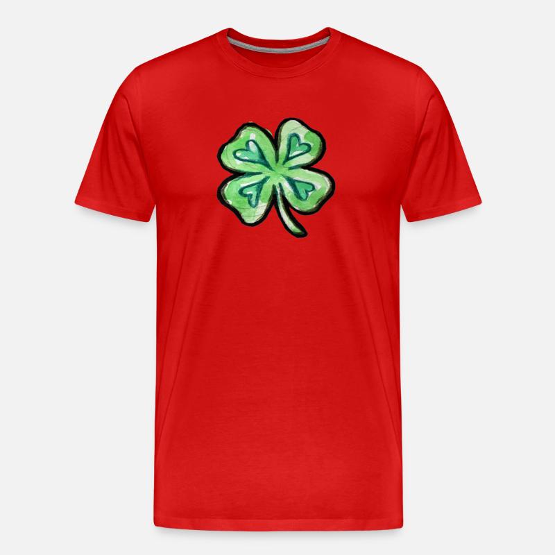 Lime Aquarell Kleeblatt - Männer Premium Bio T-Shirt - Rot
