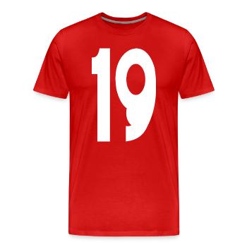 19 Nineteen Number 19 - Men's Premium Organic T-Shirt - red - Front - Damien (186cm)
