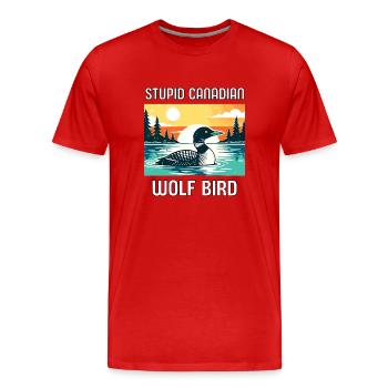Loon Canadien Insolite Humour - T-shirt bio Premium Homme - rouge - Devant - Damien (186cm)